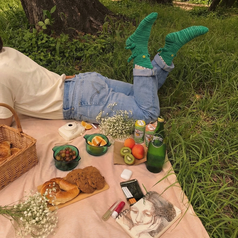 HuggingSox - Karl das Krokodil Socken Frühlings Vibes, Gemütlich, entspannt, zum chillen