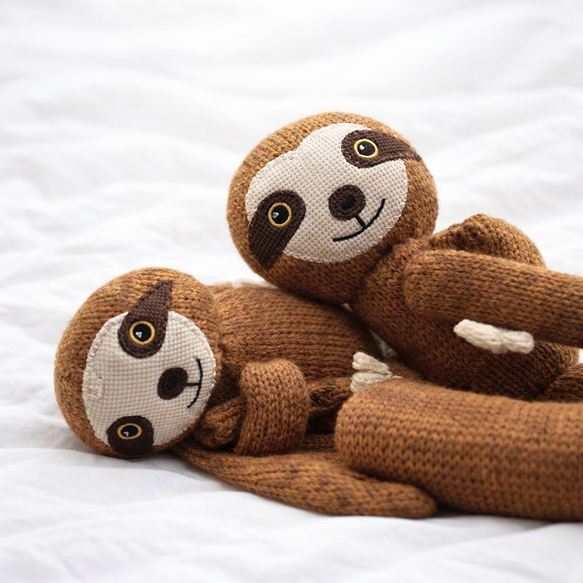 Hugging Sox - Fritz das Faultier auf einer Decke