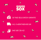 HuggingSox Produkt Informationen, 30 Tage Geld zurück, Lieferung in 2-3 Werktagen, Einheitsgröße, Perfektes Geschenk für Freundin, Perfektes Geschenk für Mutter, Perfektes Geschenk für Schwester, Perfektes Geschenk für Tochter
