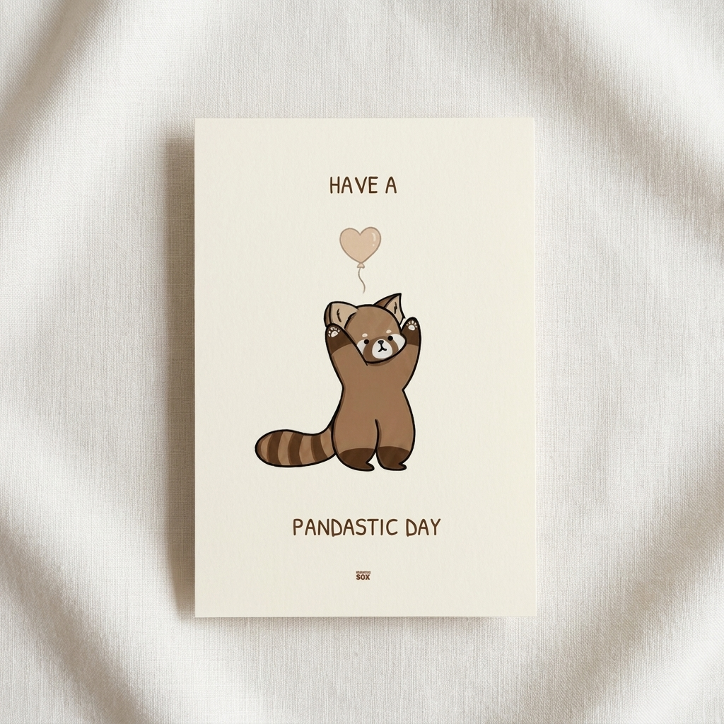 Geburtstagskarte „Have a Pandastic Day" – Roter Panda