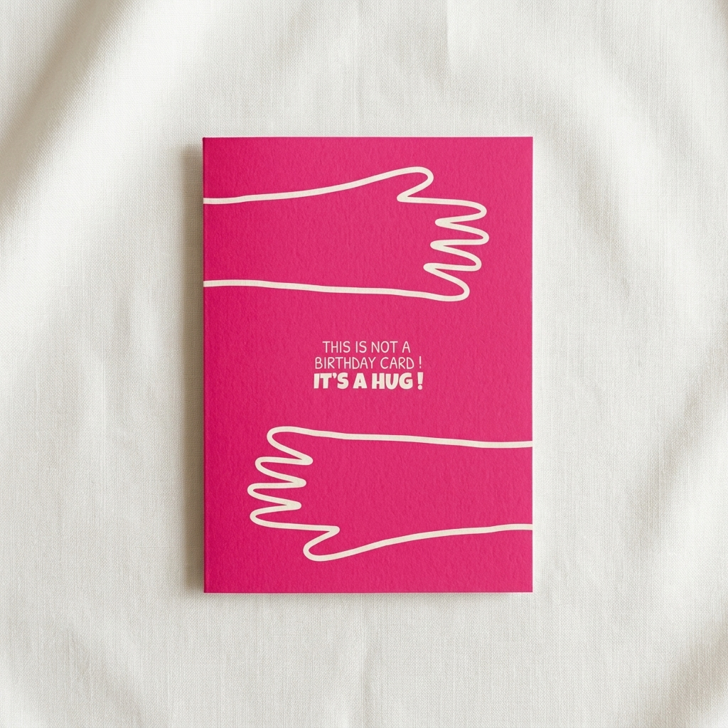 Geburtstagskarte „It's a Hug!" – Umarmung in Pink
