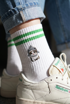 Bestickte Tennissocken Katze im Hai-Kostüm – Sharky Cat | Hugging Sox