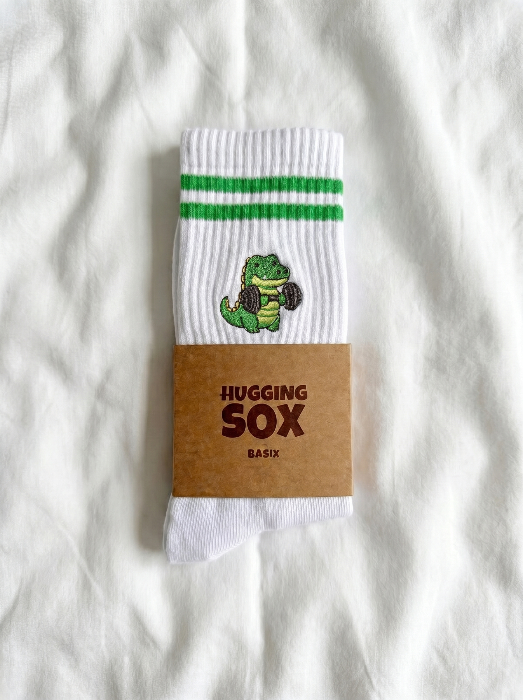 Bestickte Sportsocken Krokodil – Gym Croco | Hugging Sox