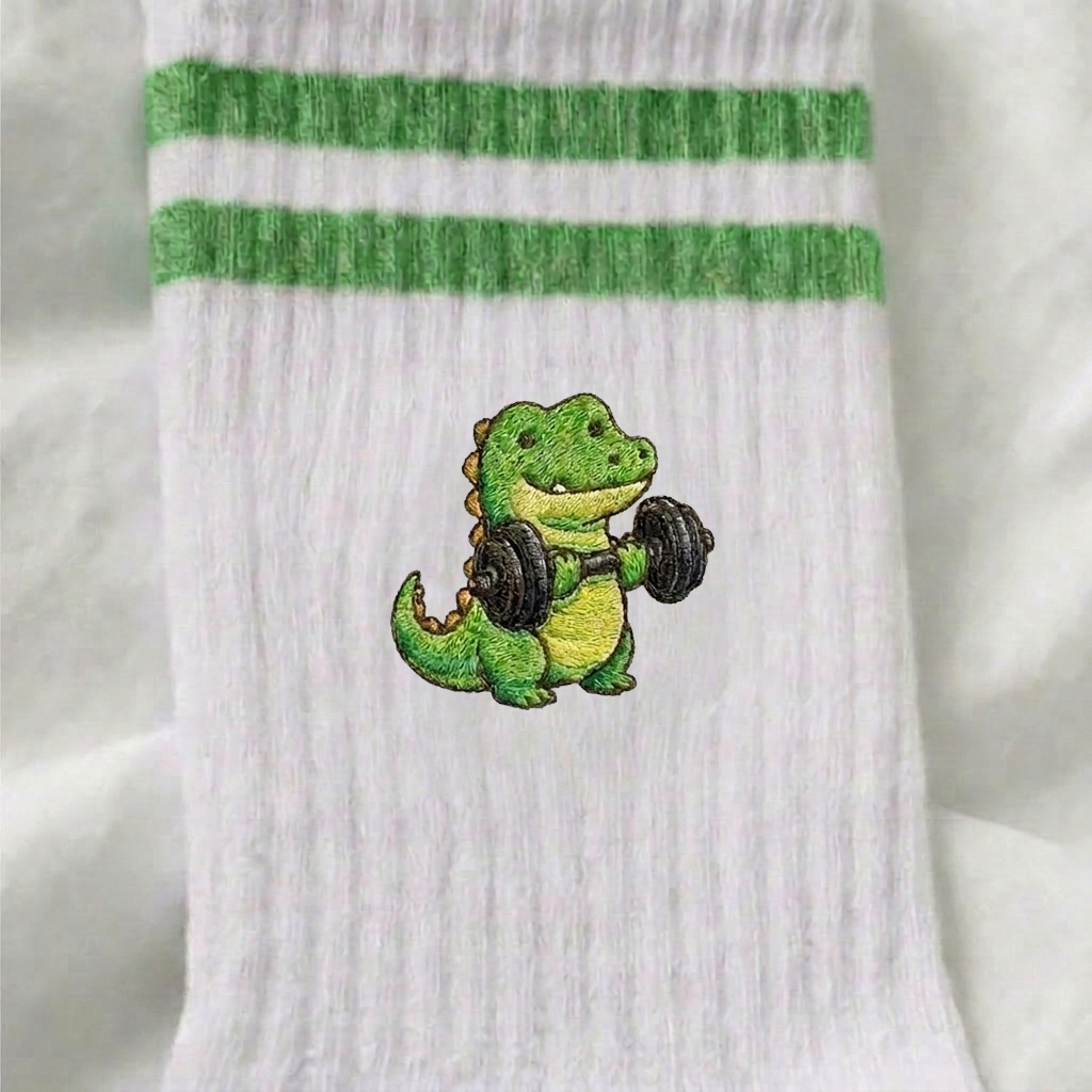 Bestickte Sportsocken Krokodil – Gym Croco | Hugging Sox